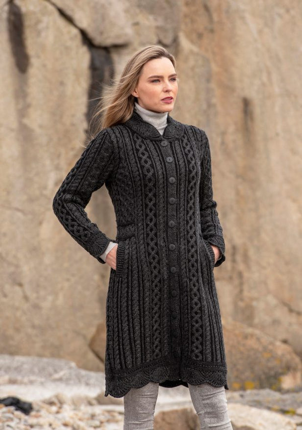 Leitrim Long Button Aran Coat