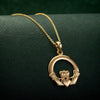 Solvar 14k Gold Medium Heavy Claddagh Pendant