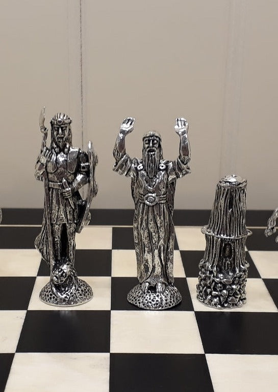 Mullingar Pewter Mythical Chess Set with Board