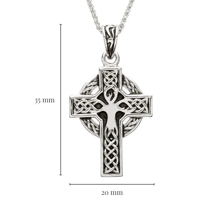 Sterling Silver Unisex Tree of Life Celtic Cross