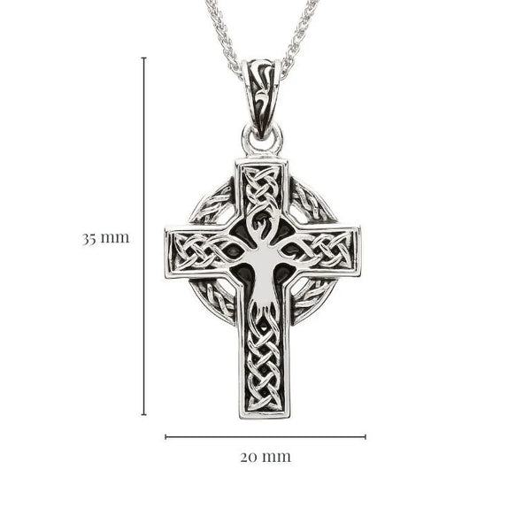Sterling Silver Unisex Tree of Life Celtic Cross