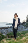 Foxford Bone And White Herringbone Cashmere Scarf