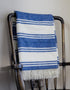 John Hanly Merino Blue & White Stripe Blanket