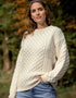 Aran Crew Neck Merino Sweater | Natural