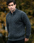 Aran Crafts Dingle Zipper Sweater | Charcoal