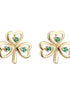 Boucles d'oreilles trèfle en or 14 carats et émeraude