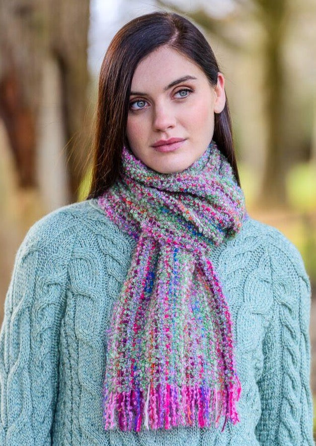 Mucros Pink Mix Mohair Scarf