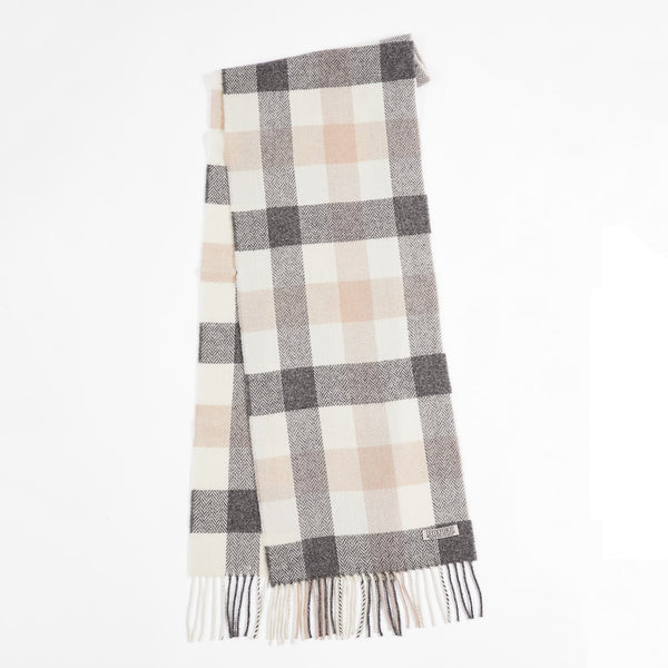 Foxford Neutral Block Check Scarf