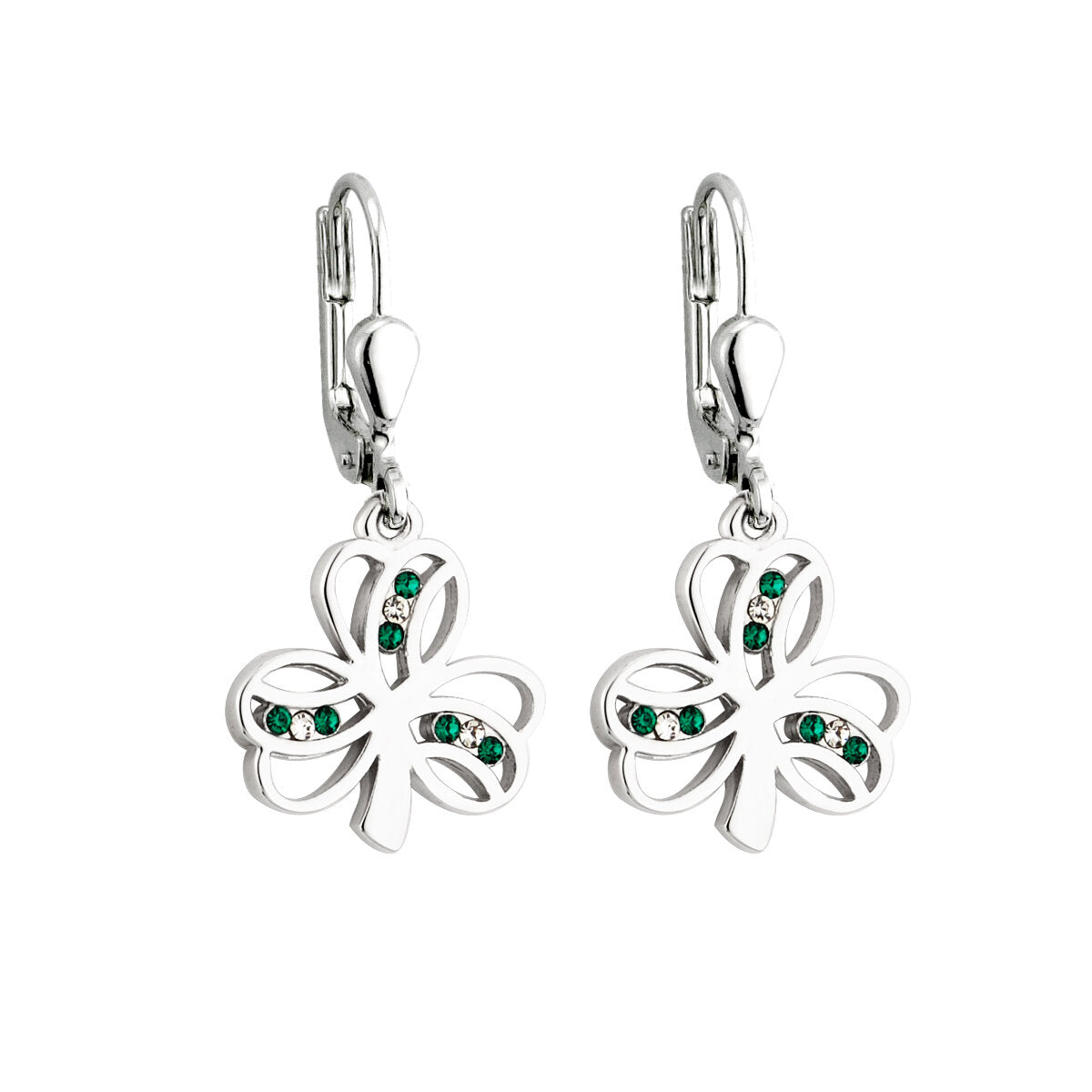 Crystal Shamrock Drop Earrings
