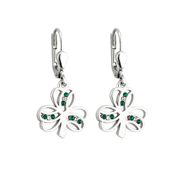 Crystal Shamrock Drop Earrings