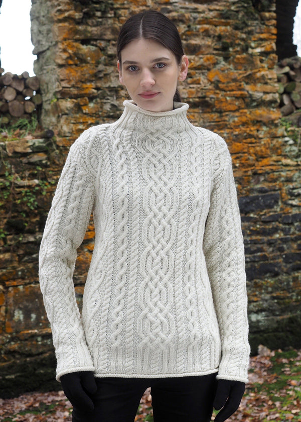 Aran Super Soft Merino Funnel Neck Sweater