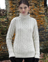 Super Soft Funnel Neck Aran Sweater | Natural