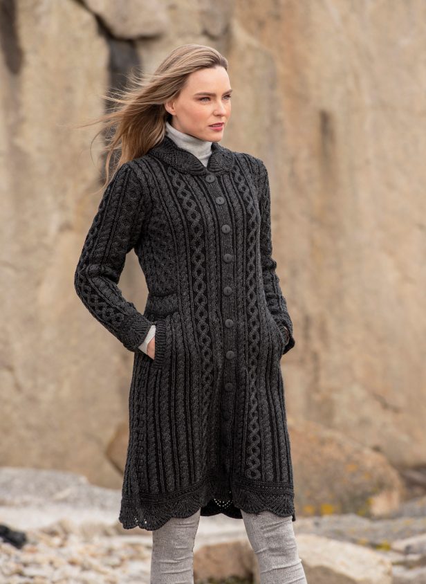 Leitrim Long Button Aran Coat