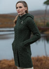 Aran Crafts Heart Design Green Hooded Coat