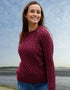 Ladies Slim-Fit Aran Sweater | Raspberry