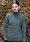 Aran Green Super Soft Merino Funnel Neck Sweater
