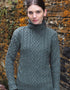 Super Soft Funnel Neck Aran Sweater | Green