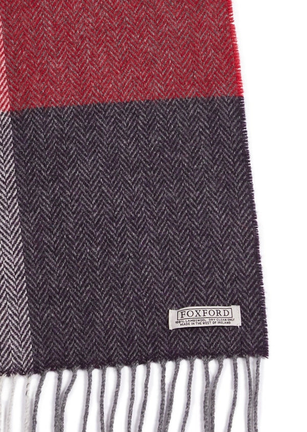 Foxford Aubergine Block Stripe Lambswool Scarf