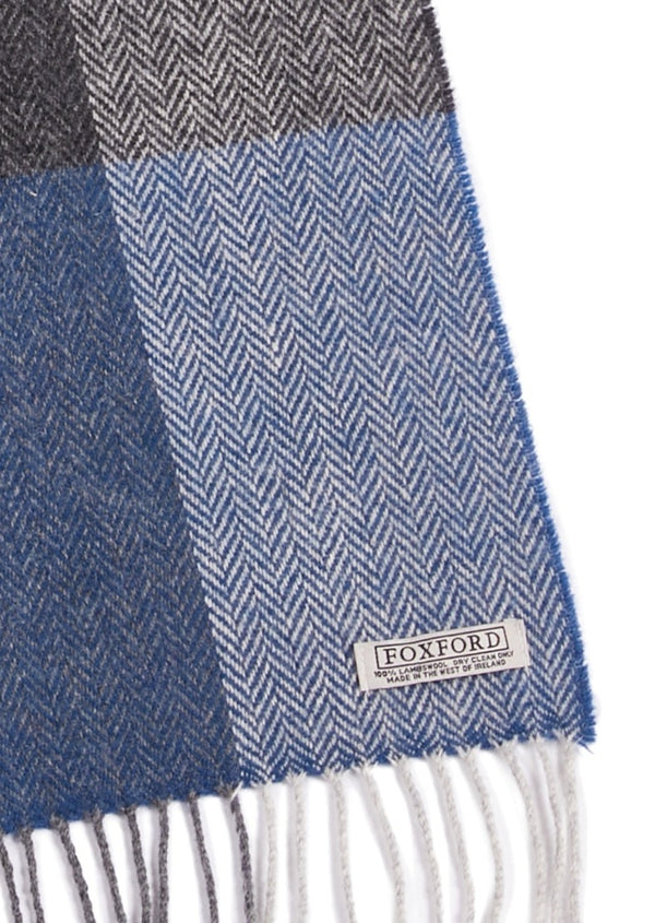 Foxford Lambswool Scarf | Navy Block Stripe