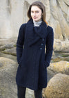 Aran Crafts Chunky Collar Navy Coat