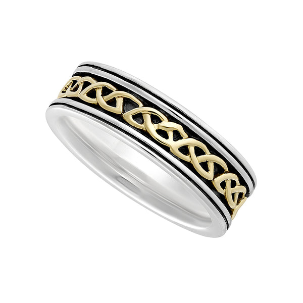 Solvar Ladies Celtic Silver Gold Band s21074