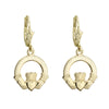 Solvar 14K Gold Large Plain Claddagh Drop Earrings S3362