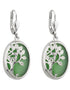 Solvar Rhodium Green Tree Of Life Drop Earrings