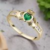 Solvar 10K Gold Emerald Claddagh Ring S2518