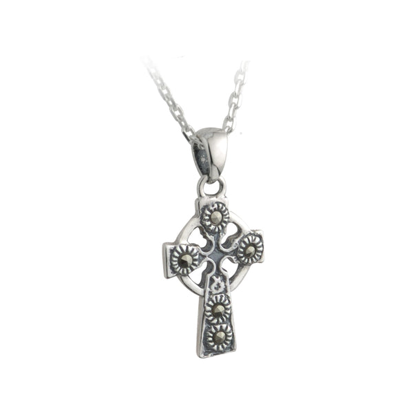 Celtic Cross Marcasite Pendant