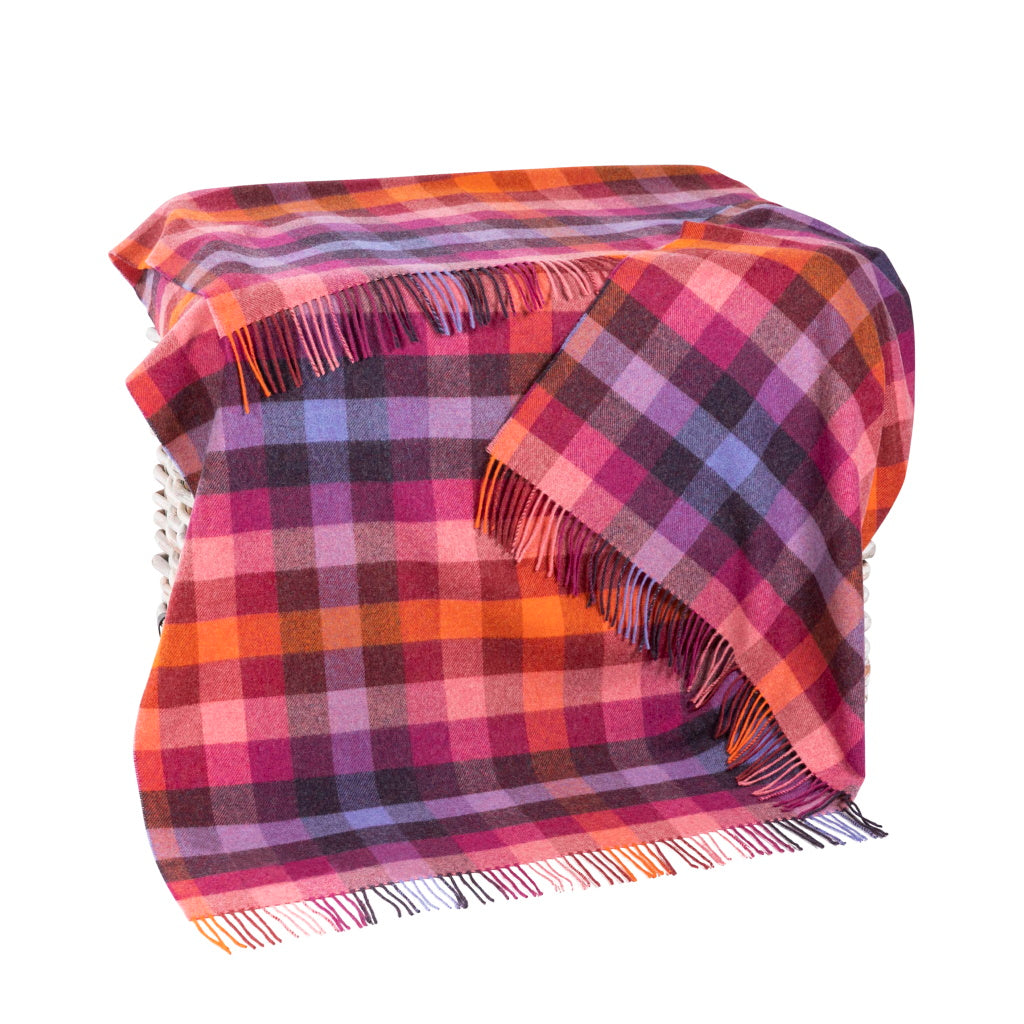 John Hanly Pink Peony Viola Orange Throw