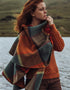 John Hanly Lambswool Cape | Orange Green Yellow Check