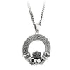 Gents Celtic Silver Oxidised Claddagh Pendant