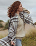 Oversized Merino Scarf | Natural Grey Plaid