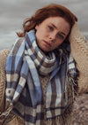 Oversized Merino Scarf Natural Sky blue Cornflower