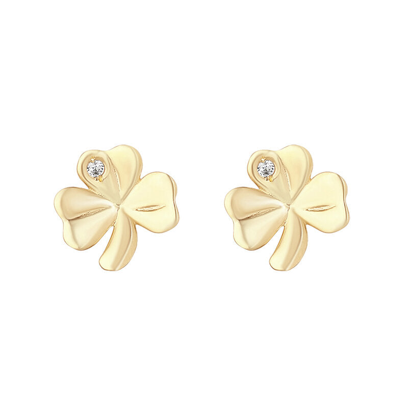 10K Yellow Gold Shamrock Earrings