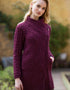 Aran Crafts Cable Knit Side Zip Wine Coat