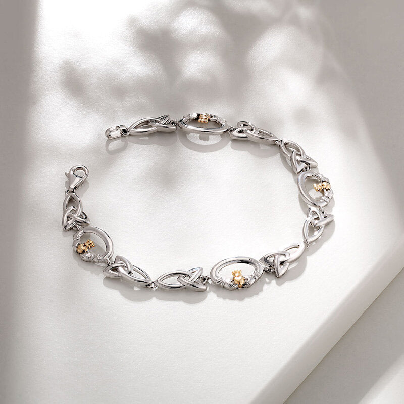 Silver & 10K Gold Claddagh Bracelet