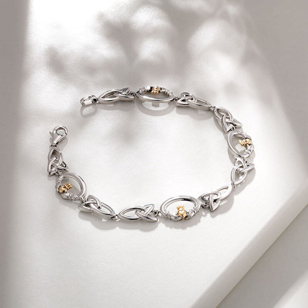 Silver & 10K Gold Claddagh Bracelet