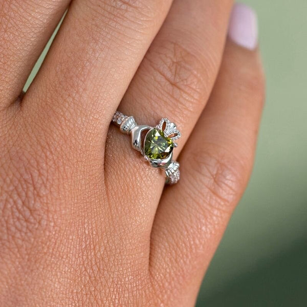 August Claddagh Birthstone Ring