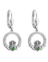 Silver Crystal Claddagh Drop Earrings