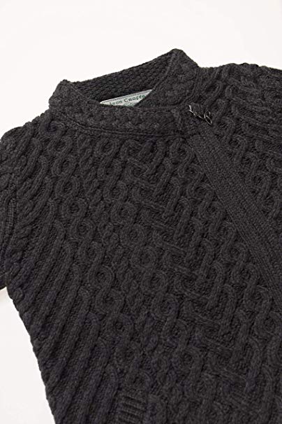 Aran Heart Design Zip Charcoal Cardigan - Skellig Gift Store