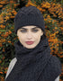 Aran Crafts Merino Heart Scarf | Charcoal