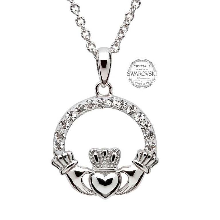 Swarovski Crystal Claddagh Irish Necklace
