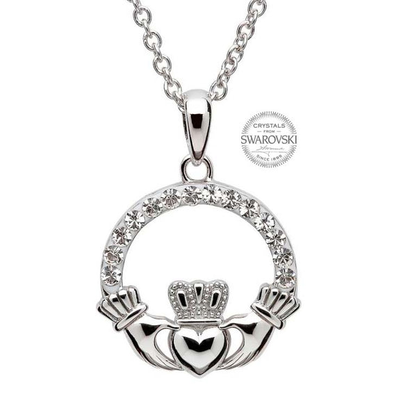 Swarovski Crystal Claddagh Irish Necklace