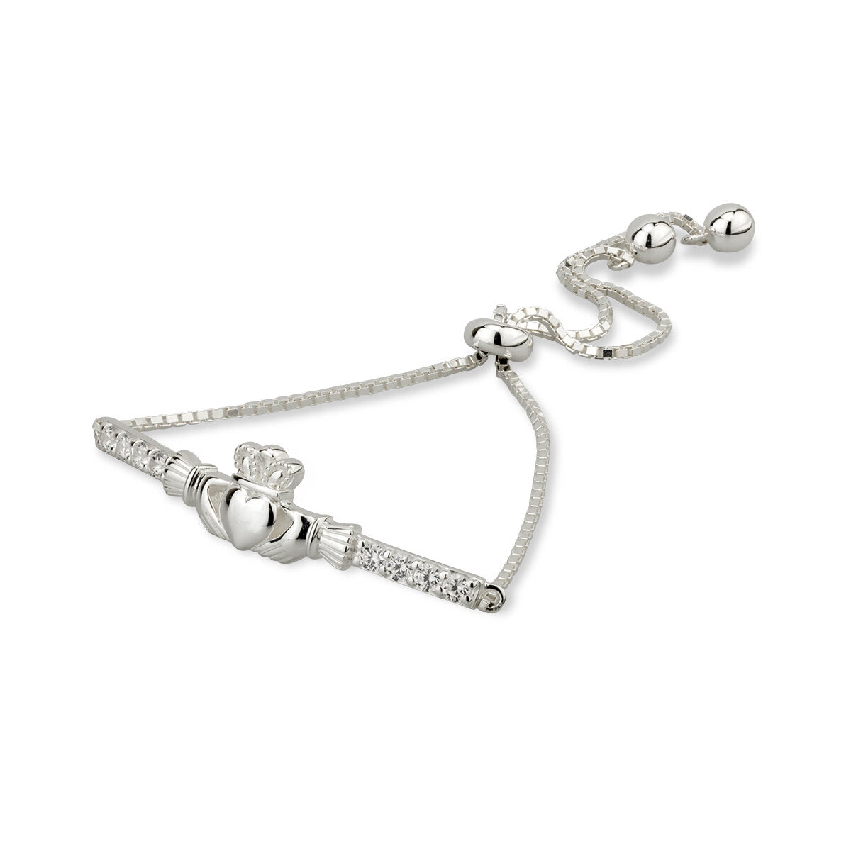 Sterling Silver CZ Claddagh Bracelet