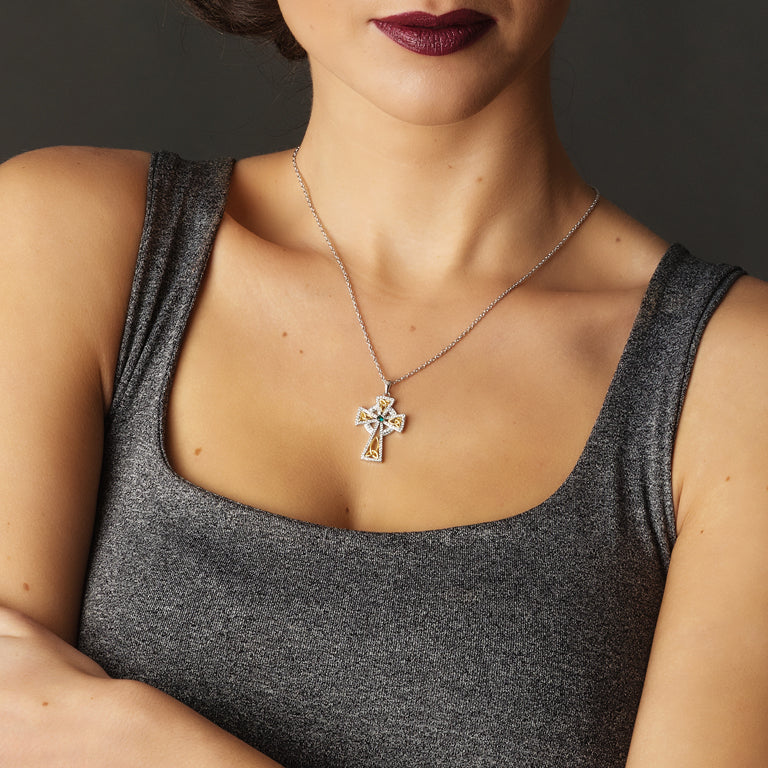 Trinity Gold Plated Cross Embellished With Swarovski Crystals