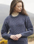 Unisex Aran Pure Wool Sweater | Denim