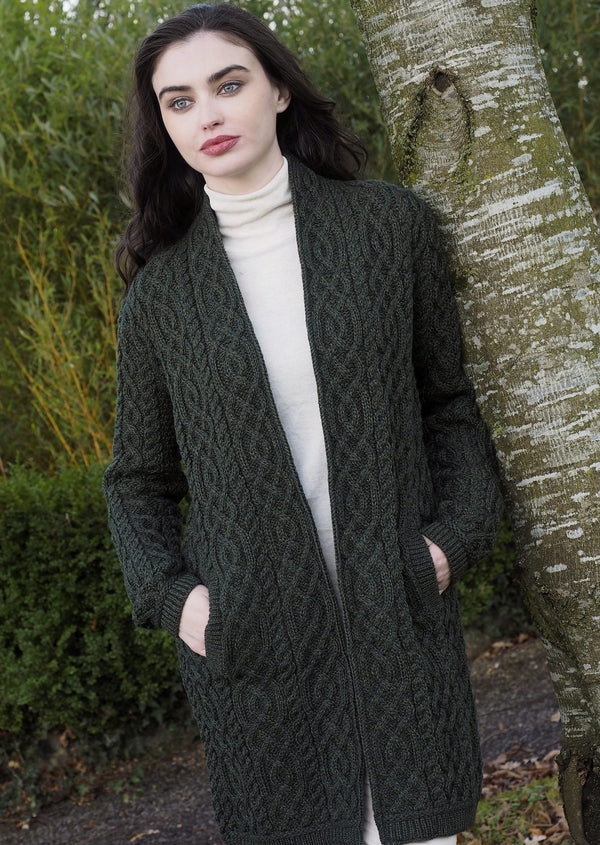 Aran Crafts Celtic Braid Green Coat