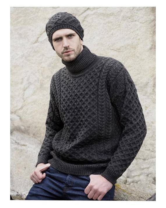 Aran Merino Polo Neck Sweater