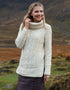 Belcare Ladies Aran Roll Neck Sweater - Cream